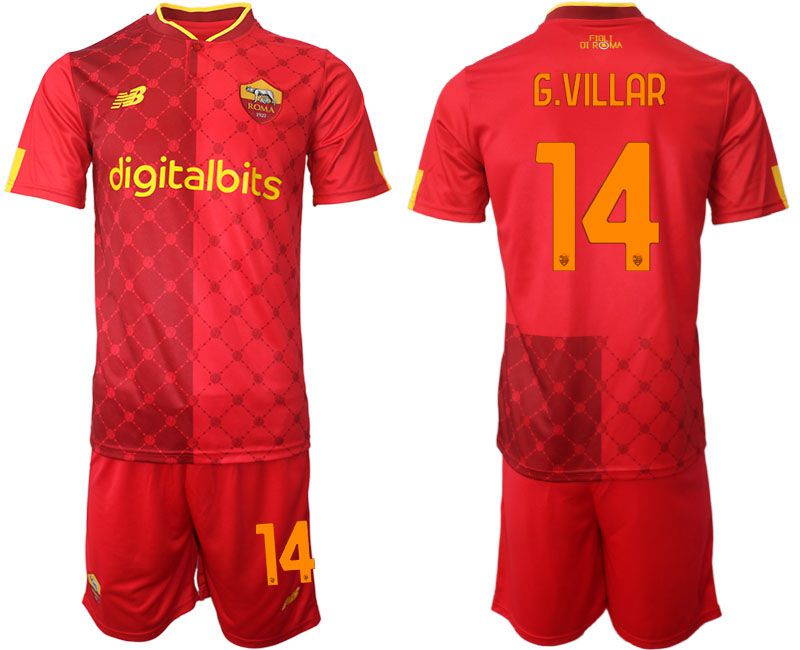 Men 2022-2023 Club AS Rome home red #14 Soccer Jersey->rome jersey->Soccer Club Jersey